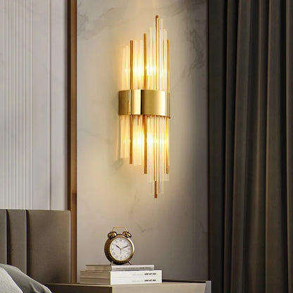 Nordic Luxury Wall Lamp Stainless Steel Black Gold LED Wall Lamp Living Room Stairs Bedroom Bedside Room Decor Lighting Fixtures