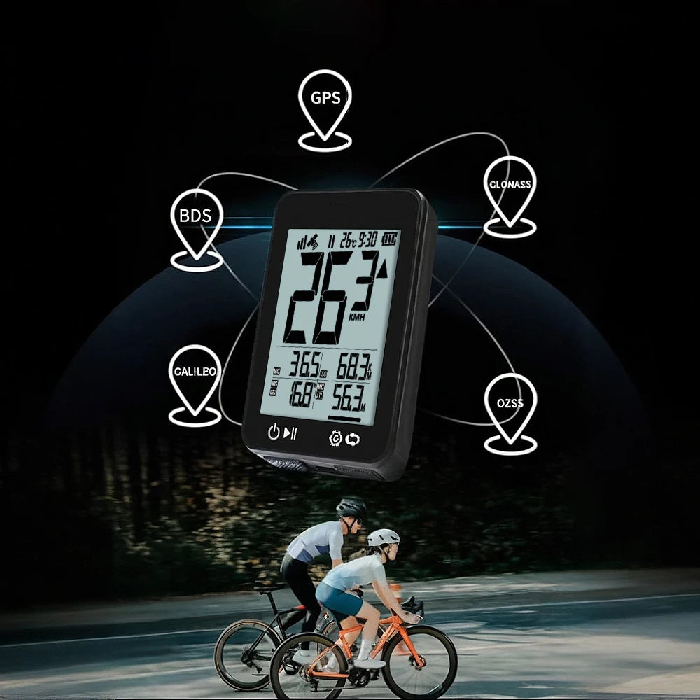 GPS Bike Computer Wireless Bicycle Computer 2.4 LCD Screen Cycling Speedometer Odometer with Auto Backlight and Bracket