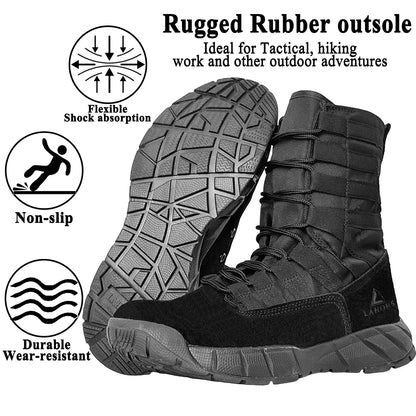 LAHORS® Lightweight Suede Leather Tactical Combat Boot Men Outdoor Hiking Desert Army Shoes Breathable Male Ankle Boots Man Made