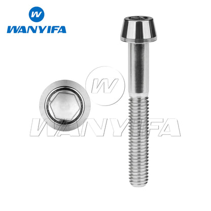 Wanyifa Titanium Bolts M8x 15 20 25 30 35 40 45 50 60 70mm Allen Key Taper Head Screw for Bicycle Motorcycle Car Ti Fastener