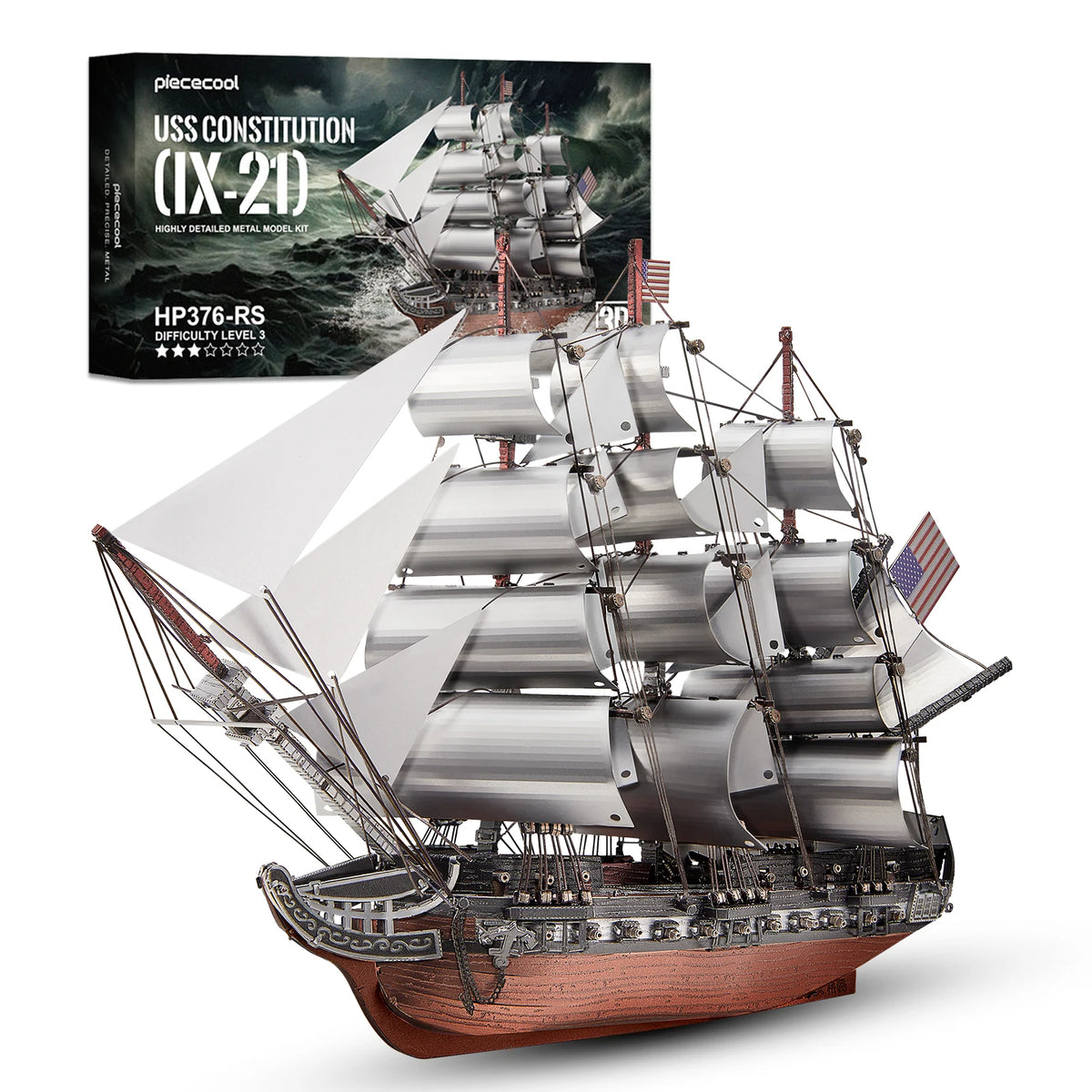 Piececool 3D Model Kits Sailing Frigate Ship Model Building Kits 3D Puzzles Adult Assembly DIY Kit for Brain Teaser Best Gifts