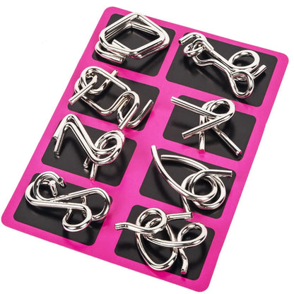 8Pcs/Set Metal Montessori Puzzle Wire IQ Logical Ability Training Stress Relief Toy for Children Adults Reliever Educational Toy