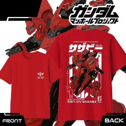 Anime GUNDAM MSN-04 Sazabi Pure Cotton T-shirt 2026 Summer Men's and Women's Fashion Casual Short Sleeved T-shirt Streetwear