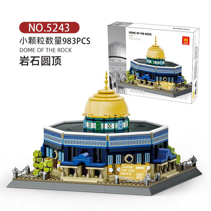 WANGE City Architecture Sydney Opera Santorini Building Blocks Chamartin Stadium Mosque Assembled Model Collection Toys For Gift
