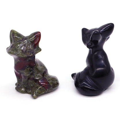 Wholesale Lots 1.5" Fox Statue Natural Stone Crystal Reiki Healing Quartz Gemstone Animal Figurine Crafts Home Decor Gifts