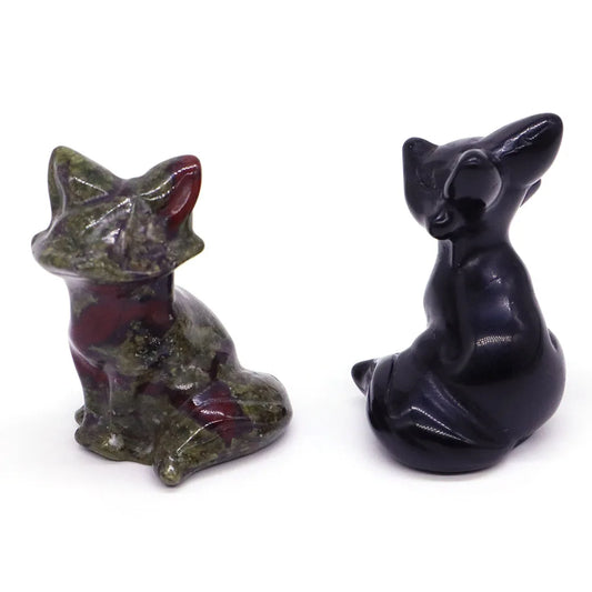 Wholesale Lots 1.5" Fox Statue Natural Stone Crystal Reiki Healing Quartz Gemstone Animal Figurine Crafts Home Decor Gifts