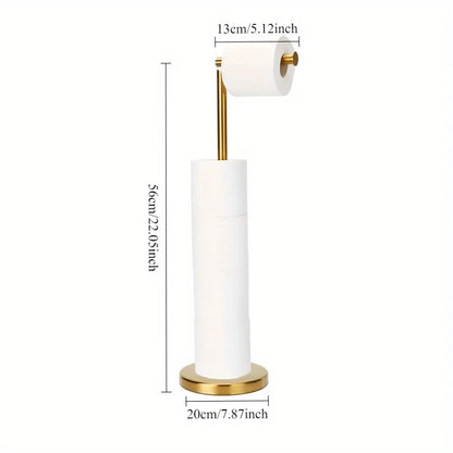 Toilet Paper Holder Gold, Freestanding Toilet Paper Holder Stand with Reserve for 4 Spare Rolls, Sturdy Base