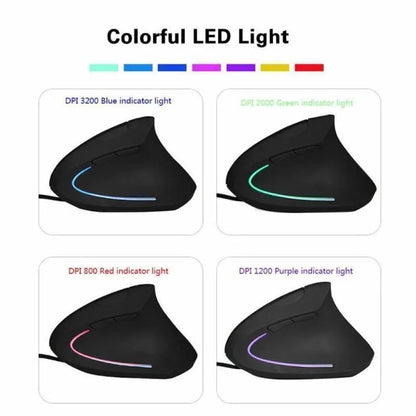 Ergonomic Vertical Right-Hand Gaming Mouse Wired 3200DPI USB Optical RGB Mouse for PC Healthy Wrist Support Computer Accessory