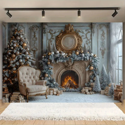 Christmas Glitter Photography Backdrop Street Xmas Gifts Pine Tree Family Portrait Festival Party Studio Photo Background Banner
