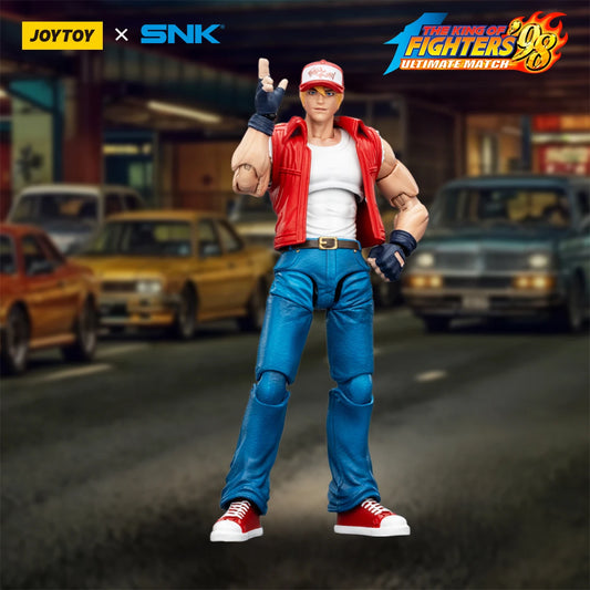 JOYTOY SNK KOF 98 Terry Bogard Action Figure, 1/18 Articulated Fatal Fury Collectible Game Character with Effect Accessories