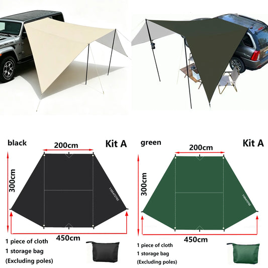 Outdoor Tent, Bat Shaped SUV Box Cover, Car Side Tent, Silver Plated, Camping UV Tent, Camping Private Tent