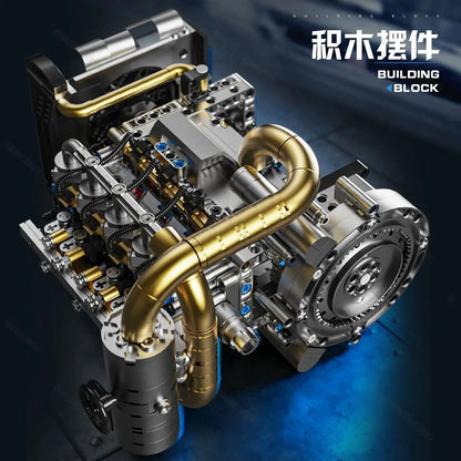 GQ-3706 Diesel Inline 4-cylinder Simulation Engine Model 1029PCS Building Blocks Handmade Educational Assembly Ornament Toy Gift