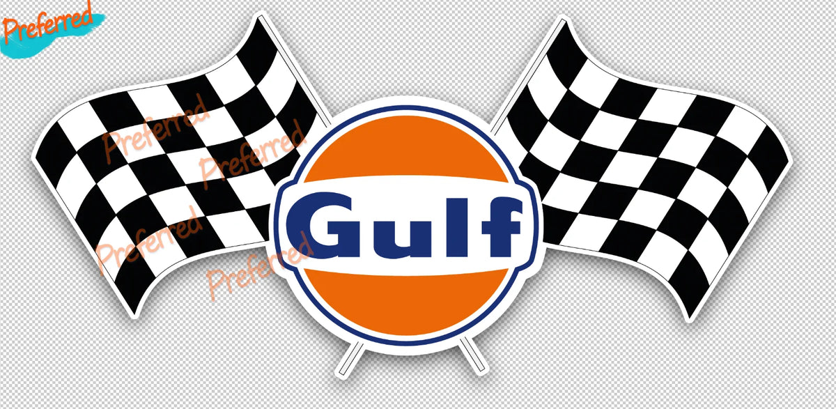 Gulf Gas Engine Oil Gulf with Flag Vinyl Decal Sticker Waterproof Tonkin Gulf Yacht Club Sticker Decal Racing Pinup Art