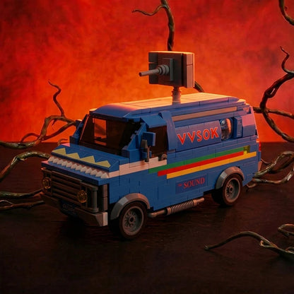 80s Retro Vehicle MOC Building Blocks Toys Car Strange Van Mystery Town Bricks Collectible Gift for Adult Fans Upside Down World