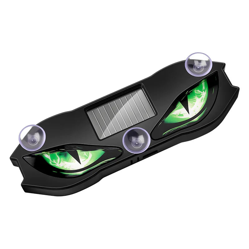 Solar Wireless Car LED Demon Eye Decorative Light Dynamic Eyes Windshield Rear Window Warning Atmosphere Lamp Auto Accessory