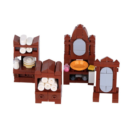 Medieval Scene Building Blocks Castle Street View Winery Tavern Loom Stove Leather Drying Rack Shooting Range Cannon Bricks Toys