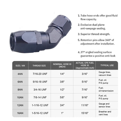 Straight 45 Degree 90 Degree Aluminum AN4 6 8 10 12 16 Forged Type Swivel Hose End Fitting Adapter Oil Cooler Fuel Line