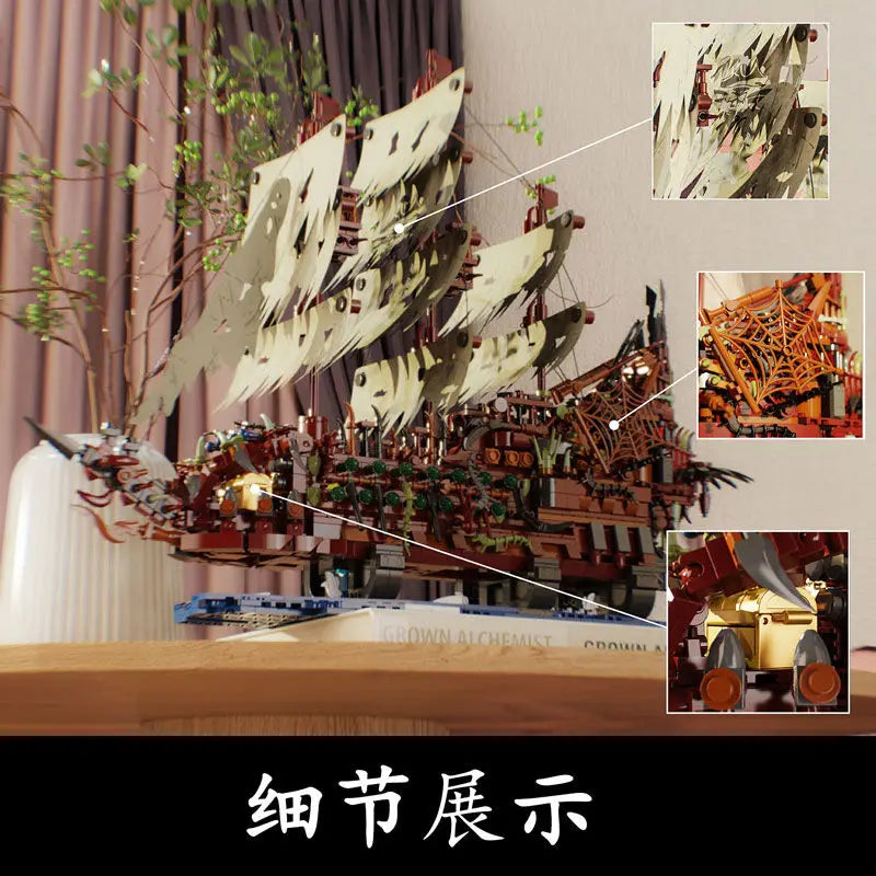Flying Dutchman Pirate Ship Building Blocks Caribbean Pirate Ship Assembly Toys Boys and Children DIY Models New Year Gifts