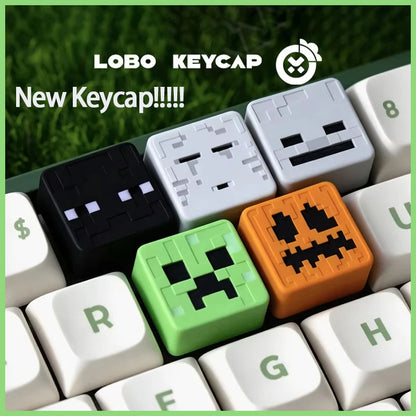 Cartoon Square Shape My World Series Pixel Style Keycap Esc Partial Products Eye Light-Transmitting Game Periphery Collectble