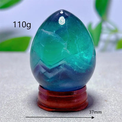 Rainbow Fluorite Egg Crystal Natural Stone Quartz Minerals Home Decoritems Reiki Gifts Energy Healing Luck Love Garden +Stand