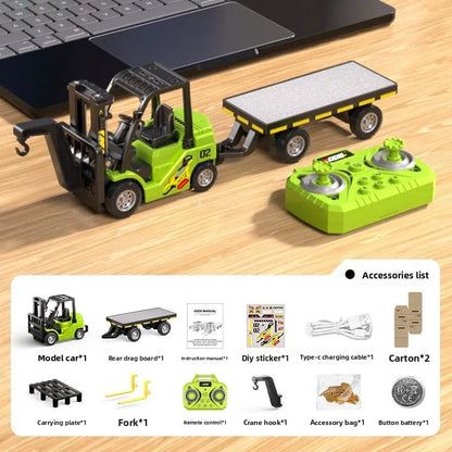 2026 New 1/64 Remote-Controlled Alloy Forklift Engineering Vehicle Tabletop Toys Model Collection Gift For Boys
