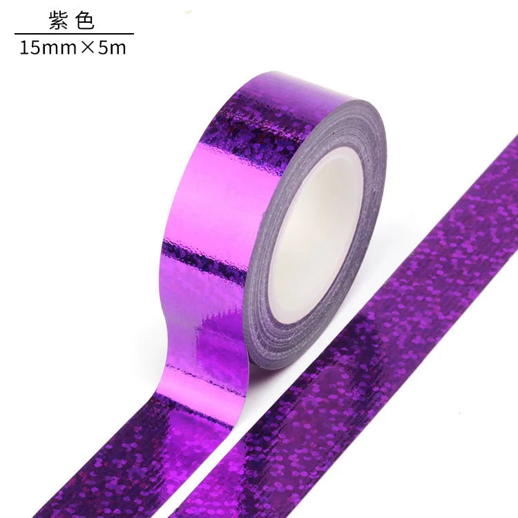 5M Laser Pattern Tape Blue Green Silver Creative Color Basic DIY Bookkeeping Decorative Material Stickers Handmade Tape