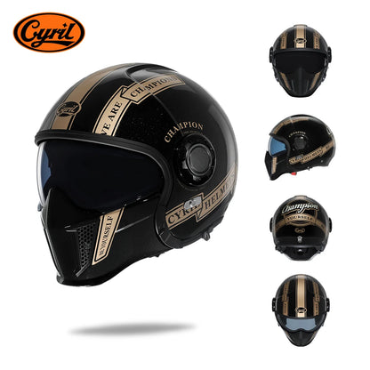 Full Face Open Face Motorcycle Helmet Double Lens Modular Helmets DOT ECE APPROVED CYRIL OP12A Man Woman Retro Moto Helmet