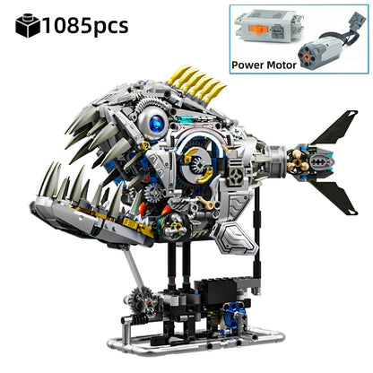 Mechanical Sea Animals Building Blocks DIY Movable Whale Octopus Manta Shark Piranha Creative Technical MOC Desktop Decor Gift