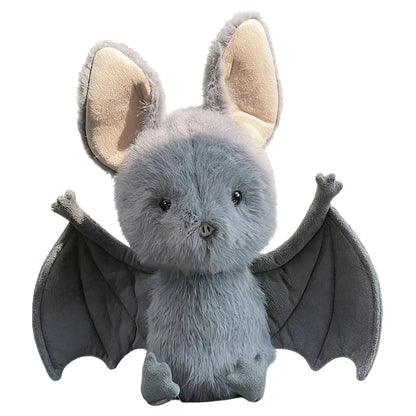22cm Grey Bat Plush Toy Soft Stuffed Animal Gothic Funny Bat Plushies for Car Interior Home Halloween Party Decoration Gift