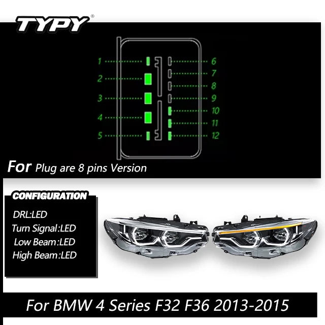 Car Headlights For BMW 4 Series M4 F32 Headlights 2013-2019 Upgraded LED Headlamps Dynamic Turn Signal Lamp DRL Car Assembly
