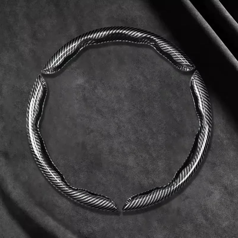 2026 Laser Carbon Fiber Silicone Car Steering Wheel Cover 1K Micro Fiber Leather PVC Wheel Booster Cover Non-Slip Universa