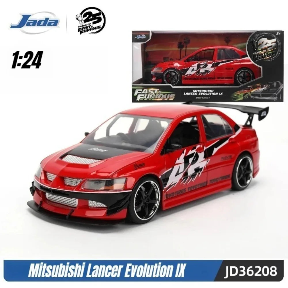 In Stock Jada 25th 1:24 Fast & Furious Dodge Charger Skyline GTR Totota Supra Mitsubishi Eclipse Lancer EVO Alloy Car  Gift Toy