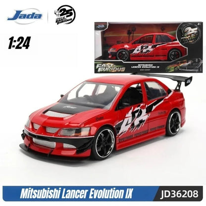 In Stock Jada 25th 1:24 Fast & Furious Dodge Charger Skyline GTR Totota Supra Mitsubishi Eclipse Lancer EVO Alloy Car  Gift Toy