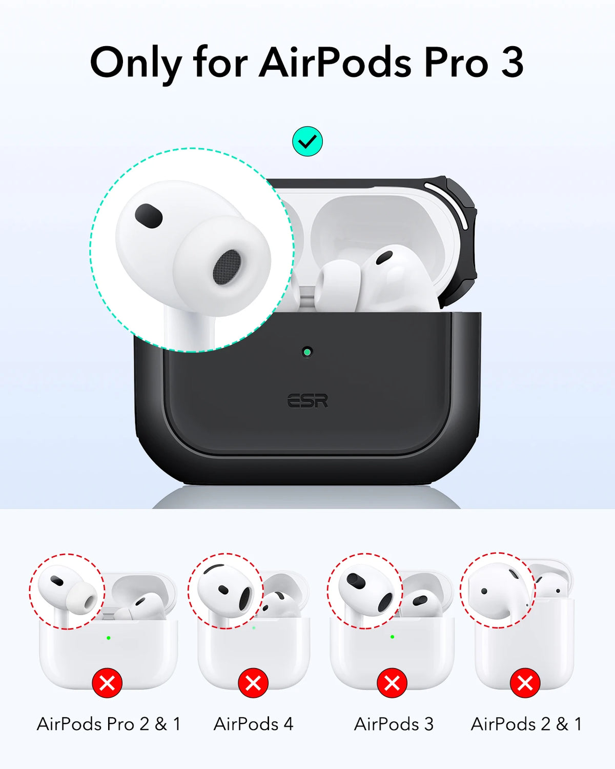 ESR for AirPods Pro 3 Case (2025) Compatible with Airpods Pro 3rd Generation Earphone Case Powerful Drop Protection Cover