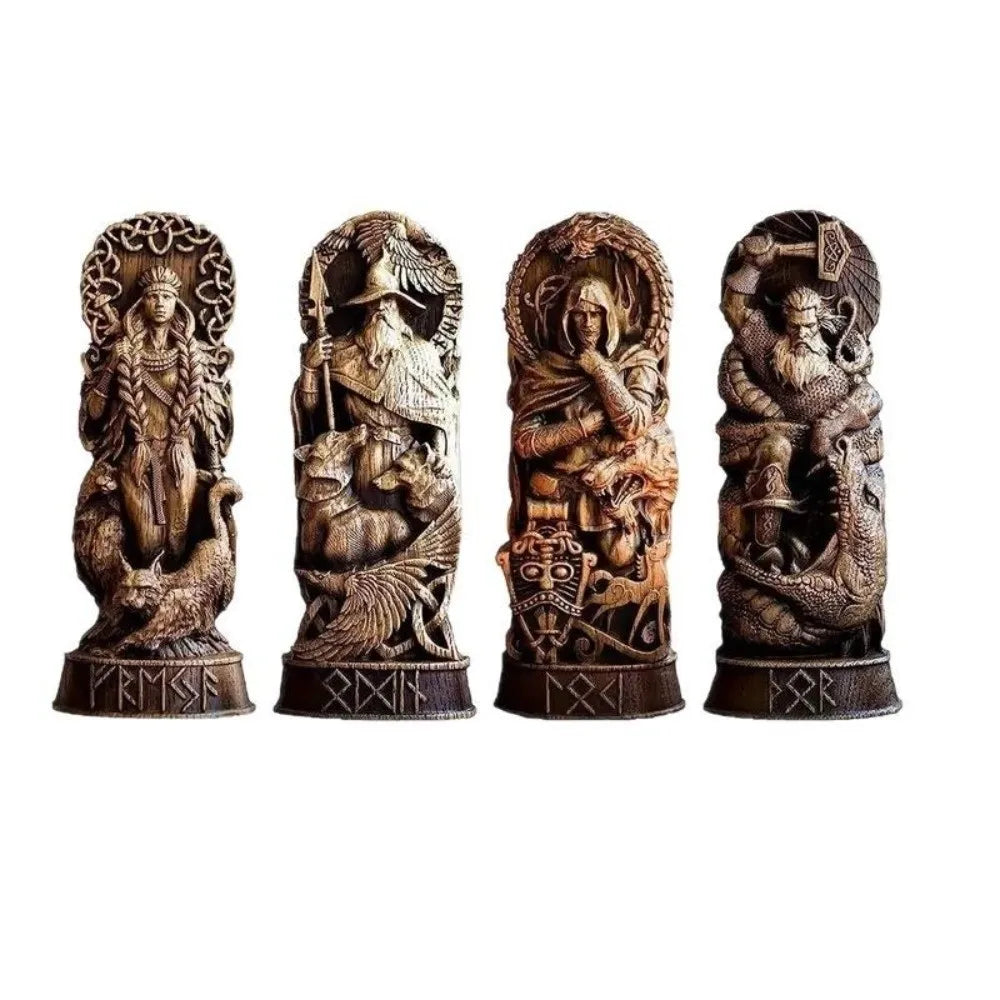 Retro Nordic Gods Sculpture Resin Crafts Mythical Freya Statue Collectible Carving Hero Art Figurine Gift for Mythology Lovers