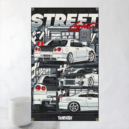 60x90cm 90x150cm Racing JDM Car Art Flag Polyester Printed Banner For Home Decoration