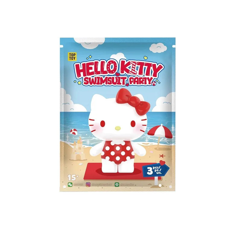 New Hello Kitty Swimsuit Party Series Blind Box Cute Mini Beans Doll Car Dashboard Figurine Ornament Surprise Box Birthday Gift