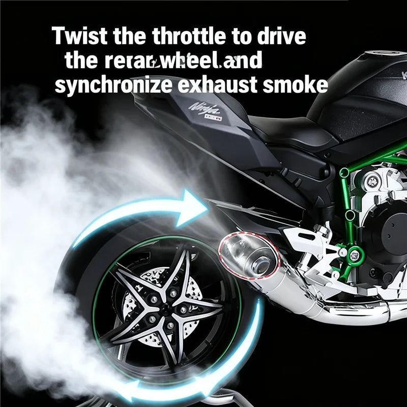 Key Start 1:9 H2 H2R Alloy Sports Motorcycle Model Diecast Track Racing Motorcycle Model With Spray Sound and Light Kid Toy Gift