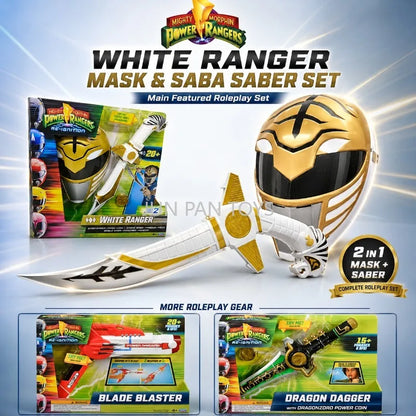 Original Mighty Morphin Power Rangers Re-Ignition Saba Saber Mask Coin Blade Blaster Dragon Knife Sound Effects Kid Roleplay Toy