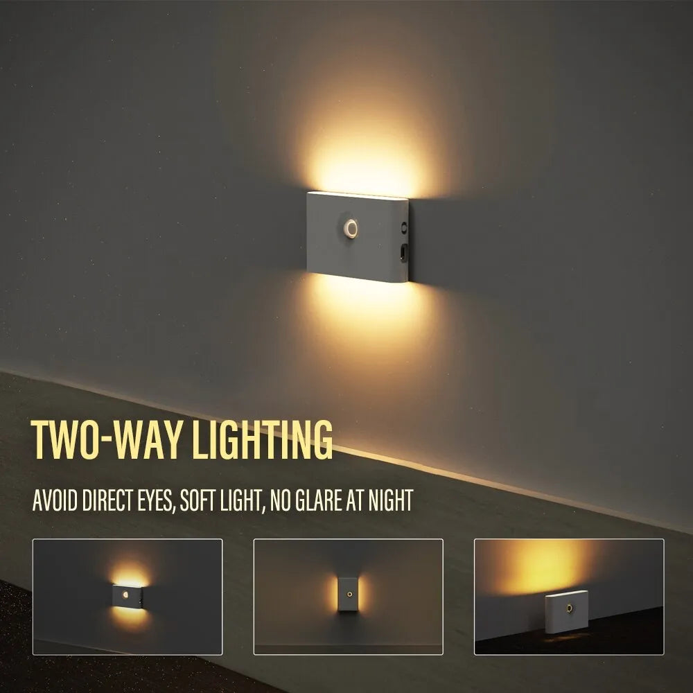 LED Wall Lamp Motion Sensor Light Wireless Night Light Type C Rechargeable Wall Mount Lights for Living Room Hallway Bedroom