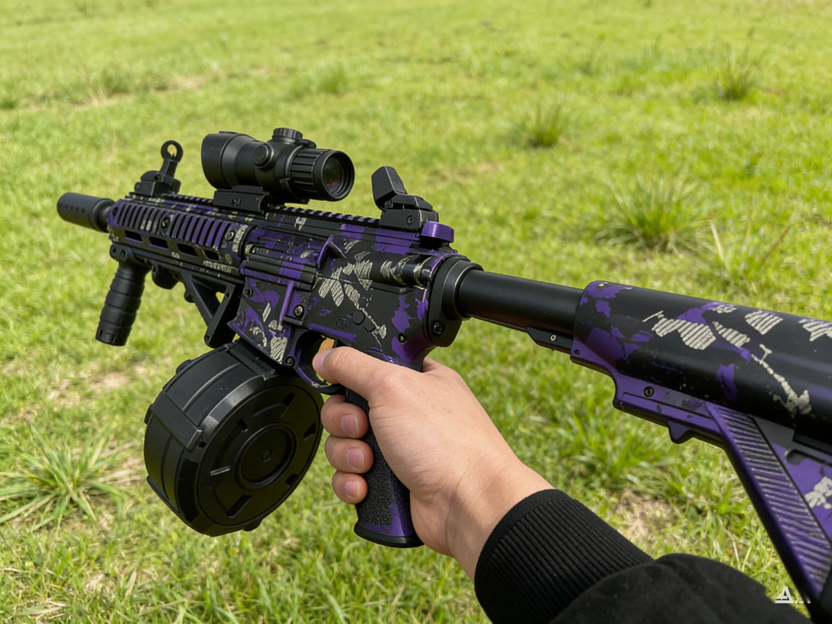 M416 Tactical Outdoor Gel Blasters Full Auto Electric Gel Ball Blaster Purple Black Long Range for Outdoor Games Toys Gun Gift