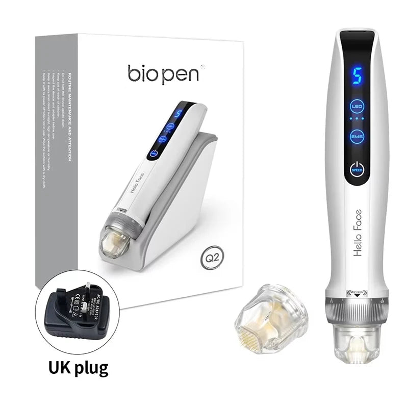 Best Microneedling Pen Bio Pen Q2 EMS Derma Pen With 2 pcs Automatic Serum needles gifts - Led Light Therapy Beauty Equipment