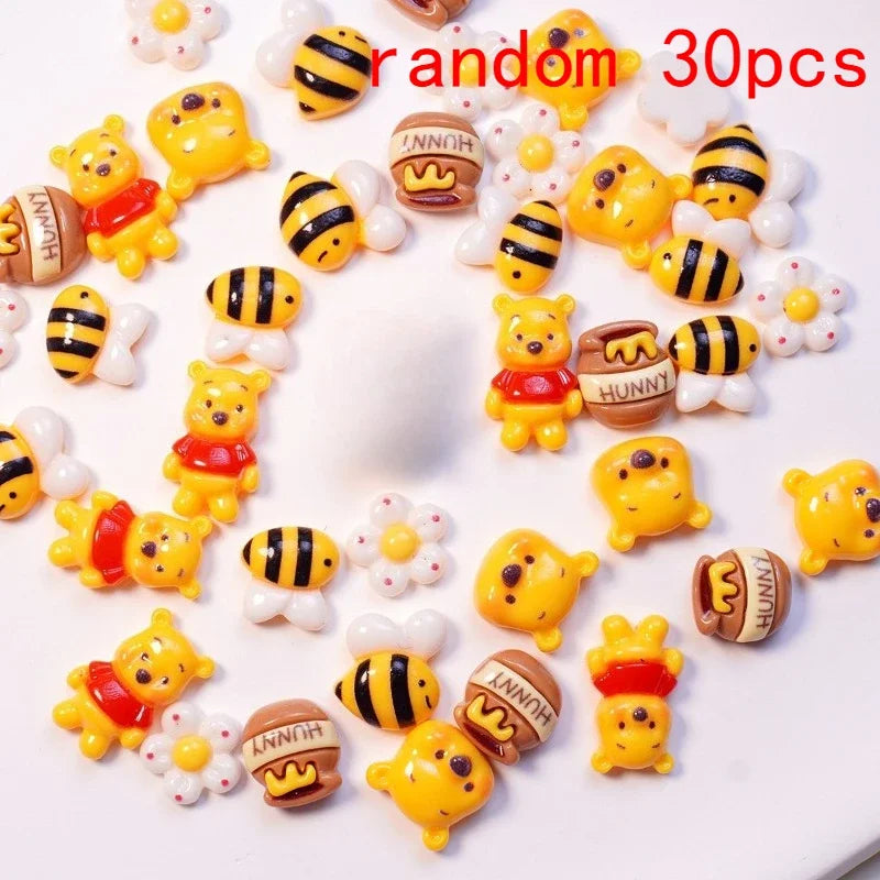 random12Pcs Disney Winnie The Pooh Honey Pot Resin Charms, cute Cartoon nail decorations, nail art，diy accessories