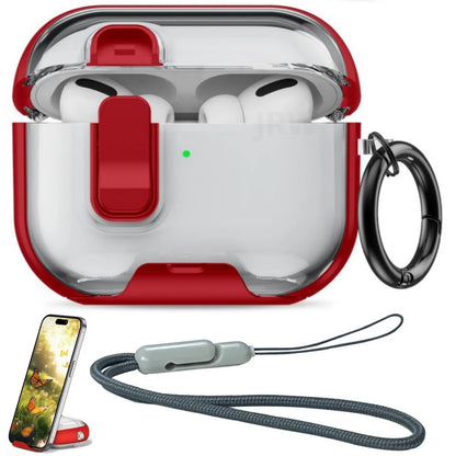 Case for Airpods Pro 3 with Secure Lock & Phone Stand Soft TPU Protective Case with Lanyard Anti-Scratch Shell for AirPods Pro 3