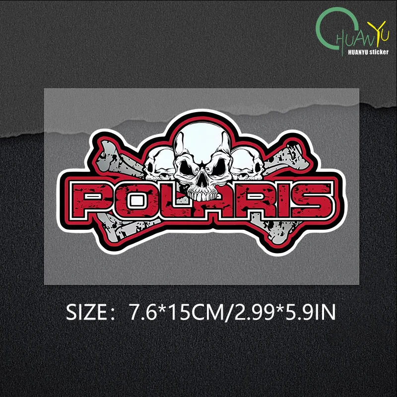 For Polaris Skull Decal Sunscreen Car Sticker Creativite Bumper Motorcycle Waterproof Vinyl Car Wrap