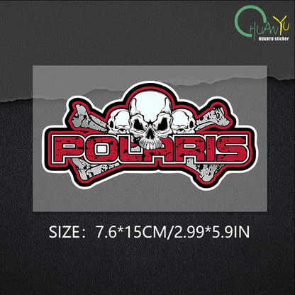 For Polaris Skull Decal Sunscreen Car Sticker Creativite Bumper Motorcycle Waterproof Vinyl Car Wrap