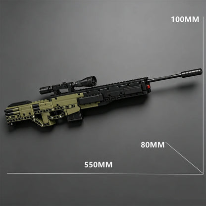 British AWM Sniper Rifle Building Block Model Gun —MOC Barrett Heavy Sniper Rifle