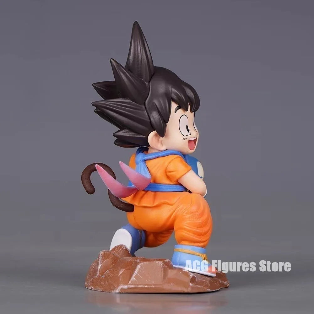 10cm/3.94in Anime Dragon Ball Childhood Little Goku Hugs Puer Action Figures Pvc Desktop Ornamen Collection Model Toys Gifts