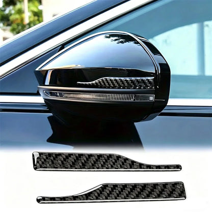 2-piece carbon fiber texture rearview mirror anti-collision strips, universal design for all car models, prevents collisions and