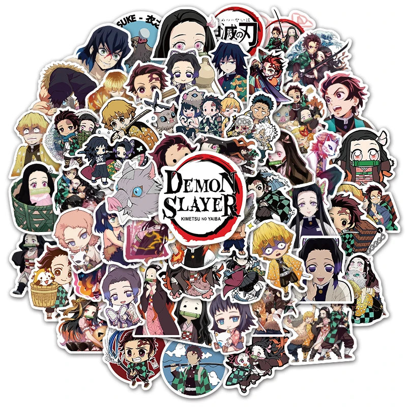 50/100PCS Demon Slayer Anime Stickers Waterproof Graffiti Decals for Luggage Skateboard Laptop Water Bottle DIY Decor
